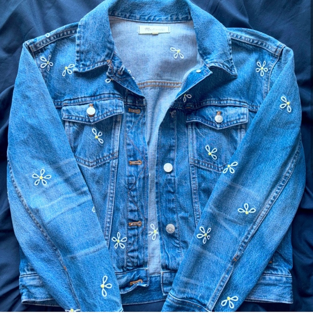 Madewell Daisy Embroidered Jean Jacket